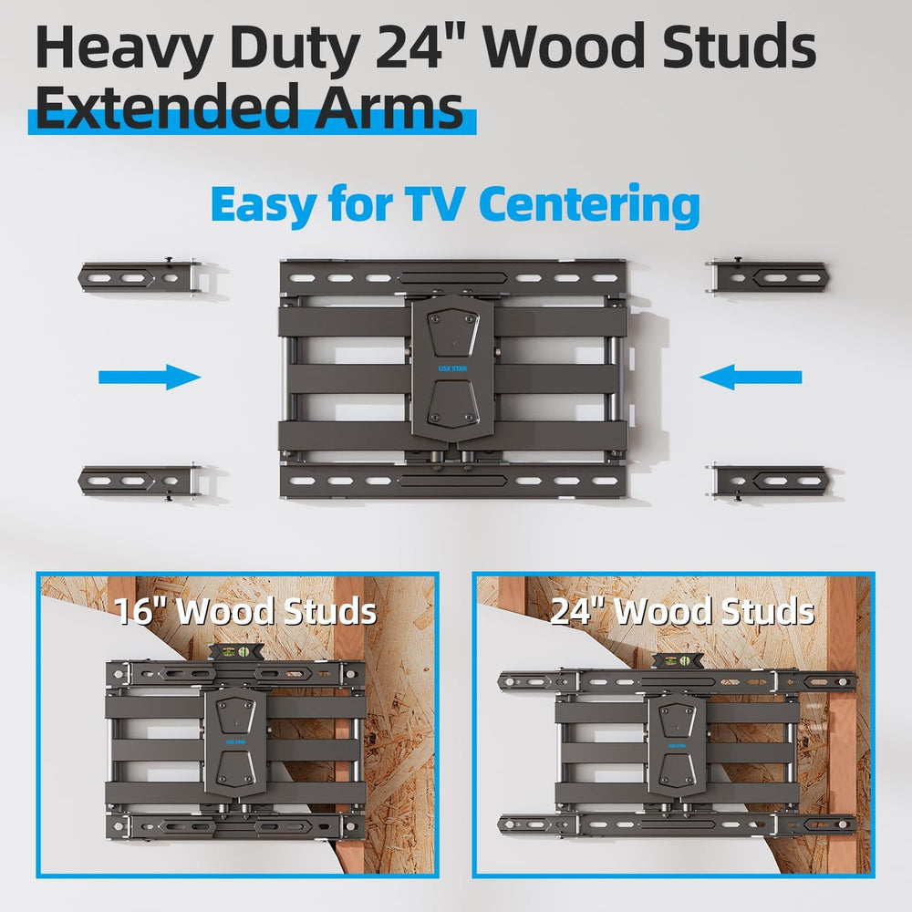 USX STAR Full Motion TV Wall Mount 24 inch Studs for Most 42-86 Inch TVs, Adj...