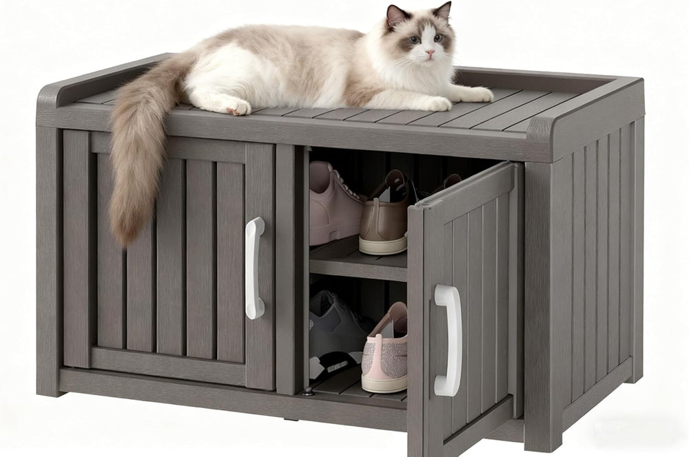 NUNU LAB Shoe Cabinet, Waterproof UV-Resistant Outdoor/Indoor Shoe Storage Ca...