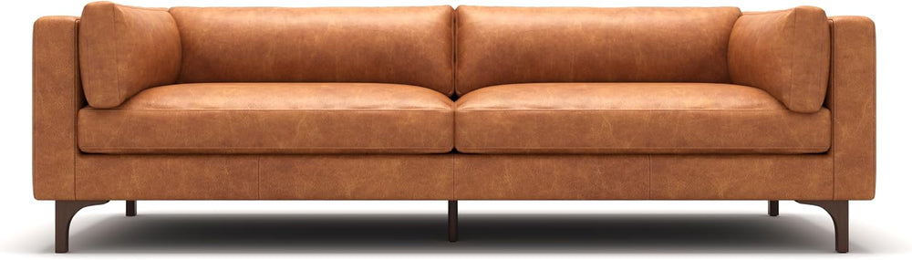 Valencia Mary Leather Couch 93" | Top Grain Nappa 11000 Leather Wide Sea...