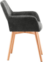 Desk Chair No Wheels Vanity Chair Comfy Accent Chair for Living Dining Room Bedroom Home Office Mid Century Modern Upholstered Armchair with Wood Legs (Charcoal, 1)