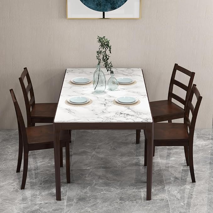 COSTWAY Wooden Dining Chairs Set of 4, Mid-Century Modern Armless Kitchen Side Chairs with Curved Backrest and Rubber Wood Legs for Home Dining Room, Kitchen, Restaurant (Brown)