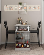 Garvee Bar Table and Chairs Set, 3 Piece Bar Table Set with with Flip Top Extension and Storage Shelves, Dining Table Set for 2, Suitable for Small Space Kitchen Apartment, Grey