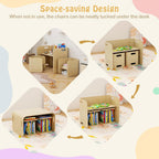 Costzon Kids Table and Chair Set, All in 1 Birch Wood Activity Table, Bench, Storage Shelves, Desk for Children Reading, Arts, Crafts, Snack Time, Fully Assembled, Toddler Table & Chair Set (Natural)