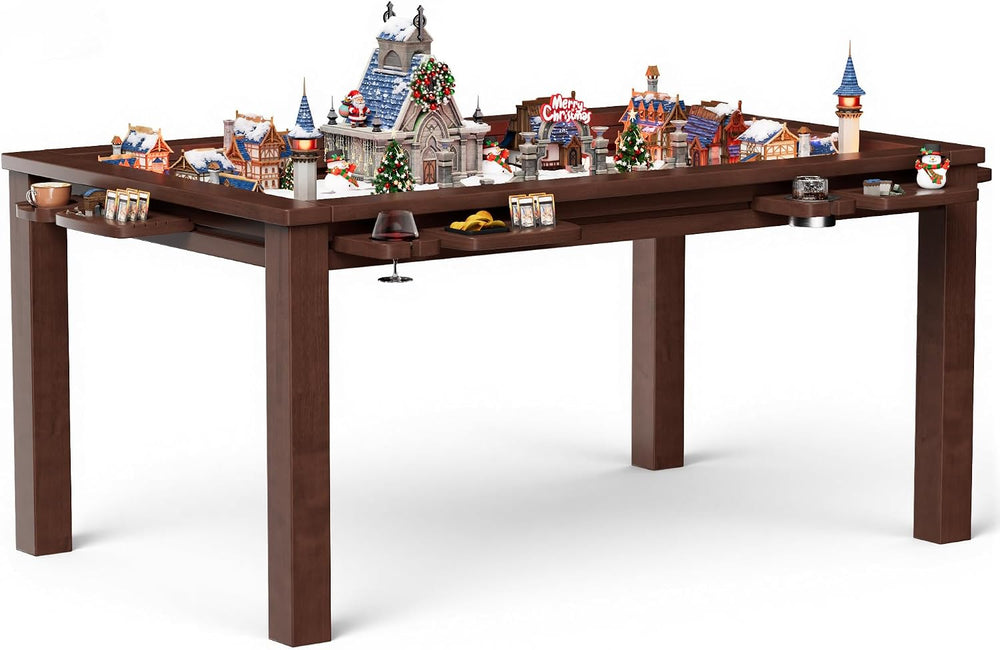 Convertible Board Game Table for 4-6 Players, Spacious Gaming Space w/Clean-E...
