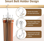ZEDODIER Belt Organizer for Closet, Heavy-Duty Rotating Belt Hanger Tie Rack Holds up to 24 Belts, Hanging Space Saving Metal Belt Holder for Closet Storage