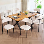 UVV Dining Chairs Set of 8, Metal Kitchen Chairs with Modern Fabric Upholstered for Dining Room, Beige