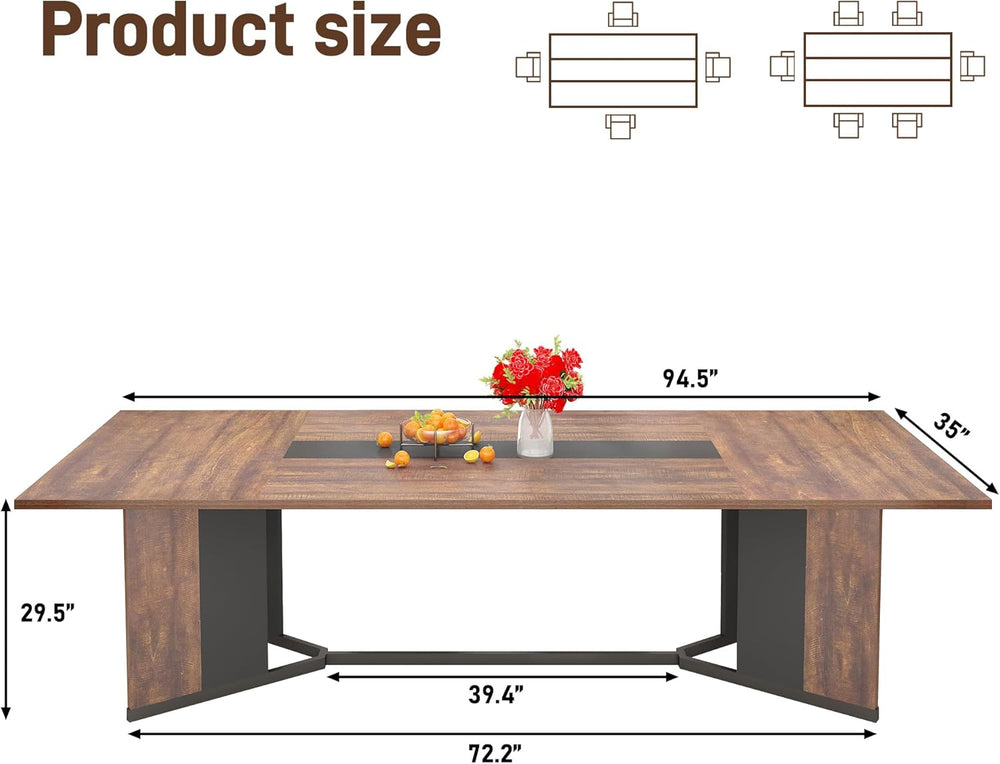 chartustriable Dining Table for 8-10 People,94" Large Modern Kitchen Tab...