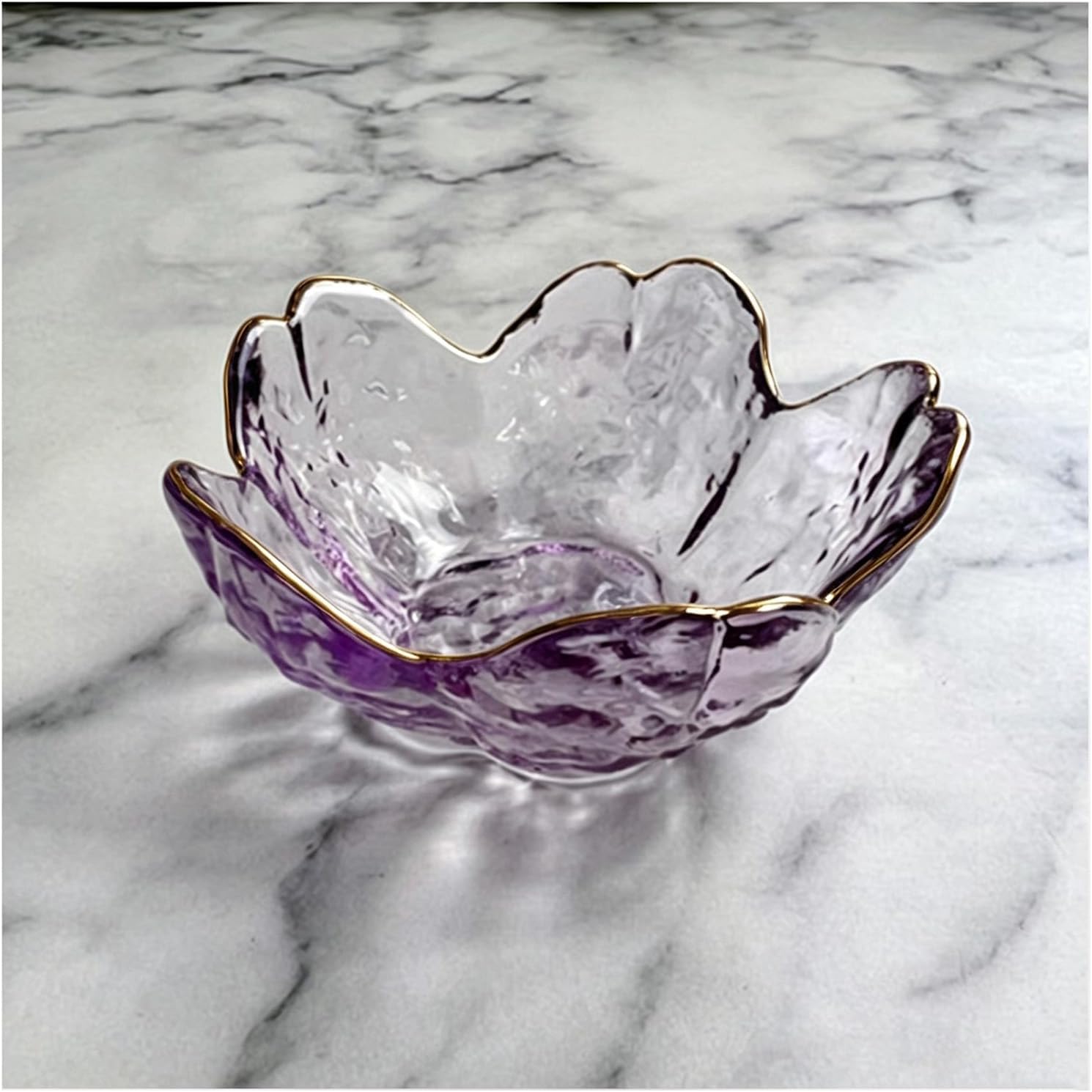 Small Jewelry Dish Tray, Flower Ring Dish Jewelry Tray, Nightstand Decor Glass Trinket Dish, Jewlery Plate Crystal Ring Holder Dish, Gifts Engagement Jewelry Bowl Dish for Rings, Earrings (Purple)