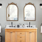 Arendahl Traditional Vintage Arch Mirror, 20" X 30" Baroque Ornate Accent Wall Mirrors Decorative Beaded Frame for Bathroom Sink, Entryway, Bedroom Vanity, Over Mantel Fireplace Wall Decor