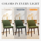 COLAMY Upholstered Dining Chairs Set of 6, Modern Kitchen Chairs with Back, Fabric Side Chair with Wood Legs for Dining Room Kitchen Restaurant, Green