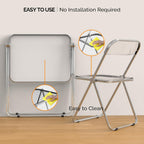 VINGLI Folding Acrylic Table and Chair Set Small TV Tray for Snack Dinner on Couch, Tiny Foldable Desk Writing Desk for Home Office for Small Spaces
