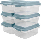 Hefty HI-RISE 18 Qt Plastic Storage Bins with Lids, 8 Pack Clear Stackable Containers with Secure Latching Handles, Under Bed Storage Boxes for Clothes, Shoes, Toys, Closet Organization