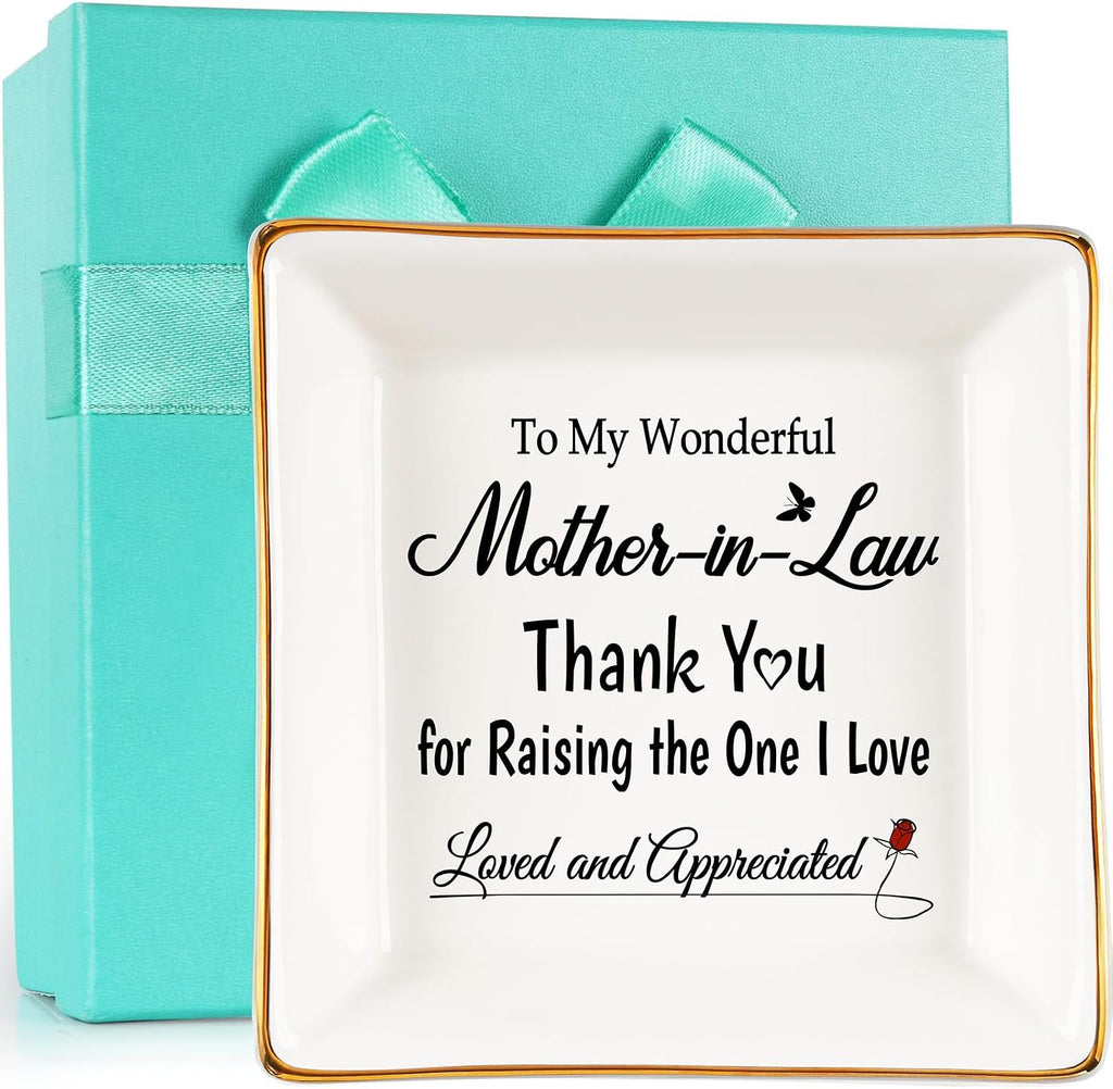 Best Birthday Gifts for Mother in Law from Daughter Son in Law - Mom in Law Gift, Future To My Mother in Law Gifts, Wedding Day Gift for Mother of the Groom Bride, Jewelry Dish Tray