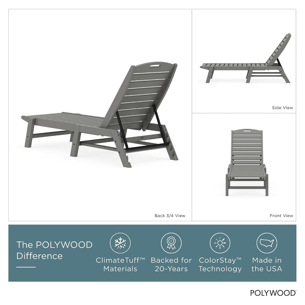 POLYWOOD Nautical Patio Chaise, Slate Grey