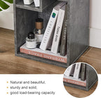 VECELO Small Bookshelf, 4 Cube Slim Bookcase, Fits Tallest Hardcovers, Horizontal Available, Modern Floor Standing Unit, Each Shelf Hold Up to 66 LBS, Modern Gray