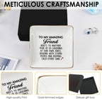 Funny Gift for Besties - Friendship Jewelry Dish for Women BFFs on Birthday Christmas, 4" Ceramic Ring Trinket Tray Here's Another Year - Unique Gift for Sisters Coworkers Classmates