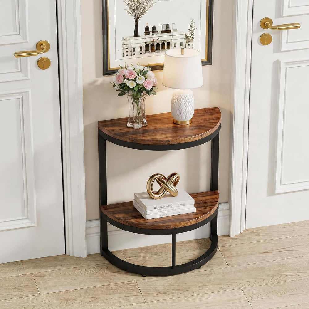 TooCust Half Round End Table for Living Room, 9.8" D x 19.7" W x 24...