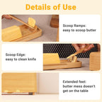 Bamboo Butter Dish with Lid for Countertop Butter Container for Fridge Magnetic Butter Holder with Knife for East and West Coast Butter By beardo decor