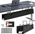 Oxford Cloth Under Desk Cable Management Tray,No-Drill 36" Desk Cable Management Organizer with Clip/Screw Installation,Fabric Cable Management for Home,Office & Gaming Computer(Black)