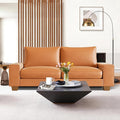 Faux Leather Couch, Mid Century Modern Comfy Loveseat Sofa with Wide Arm, Side Pockets, Solid Wooden Frame for Office, Living Room and Bedroom, 2 Seater (Brown, 71.25 Inches)