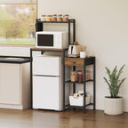 MAHANCRIS Mini Fridge Stand, Bakers Rack with Storage, 6-Tier Mini Fridge Cabinet, Coffee Bar Station with 1 Drawer, Microwave Stand for Kitchen, Dining Room, Rustic Brown and Black RSHR5401