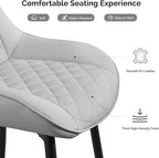 Dining Chair Set of 4, Modern Dining Chairs with Thick Cushions, Faux Leather Upholstered Kitchen Dining Room Chairs with Metal Adjustable Legs for Dining Living Room, Light Grey