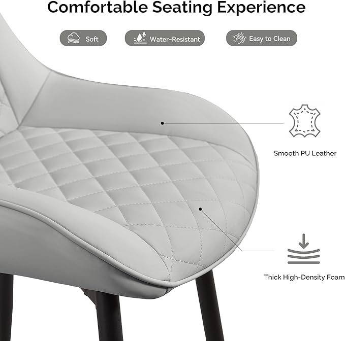 Dining Chair Set of 8, Modern Dining Chairs with Thick Cushions, Faux Leather...