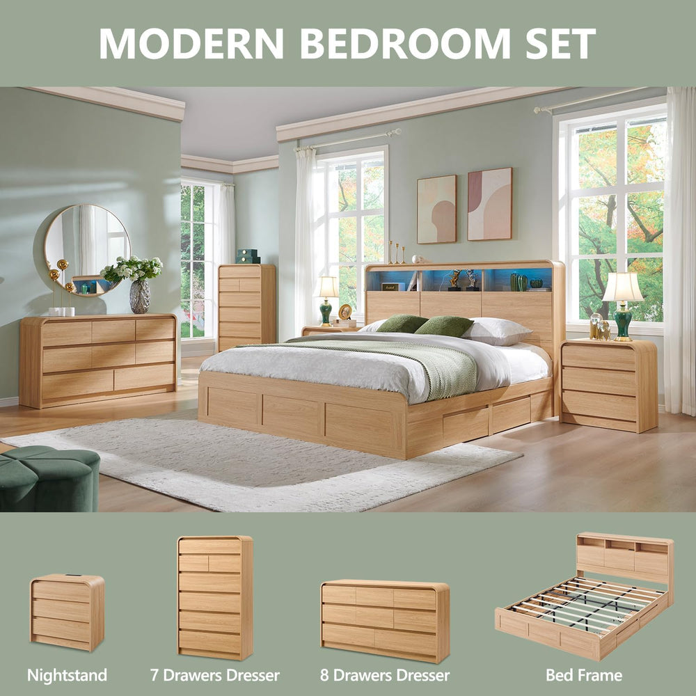 Aitjunz 25" Tall Modern Nightstand with Charging Station, 23.6''...