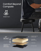 VASAGLE EKHO Collection - Dining Chairs Stools Set of 2, Upholstered Kitchen Chairs, Vanity Stools, Synthetic Leather with Stitching, Mid-Century Modern, 19-Inch Tall, Easy Assembly, Ink Black