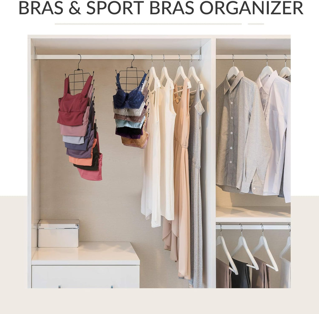 ZEDODIER 6 Pack Tank Top Hanger Space Saving, Bra Hangers for Closet Organizer, Hanging Bra Organizer Tank Tops Holder with 48 Hooks, Metal Closet Organizers and Storage Small Space Solutions, Black