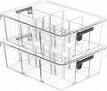 Socks Bra Underwear Drawer Organizer for Closet, 2 PCS Plastic Storage Box with 9 Removable Compartments and Lid, Clear Dresser Drawer Organizer Storage Container with Dividers for Sock Ties Belts