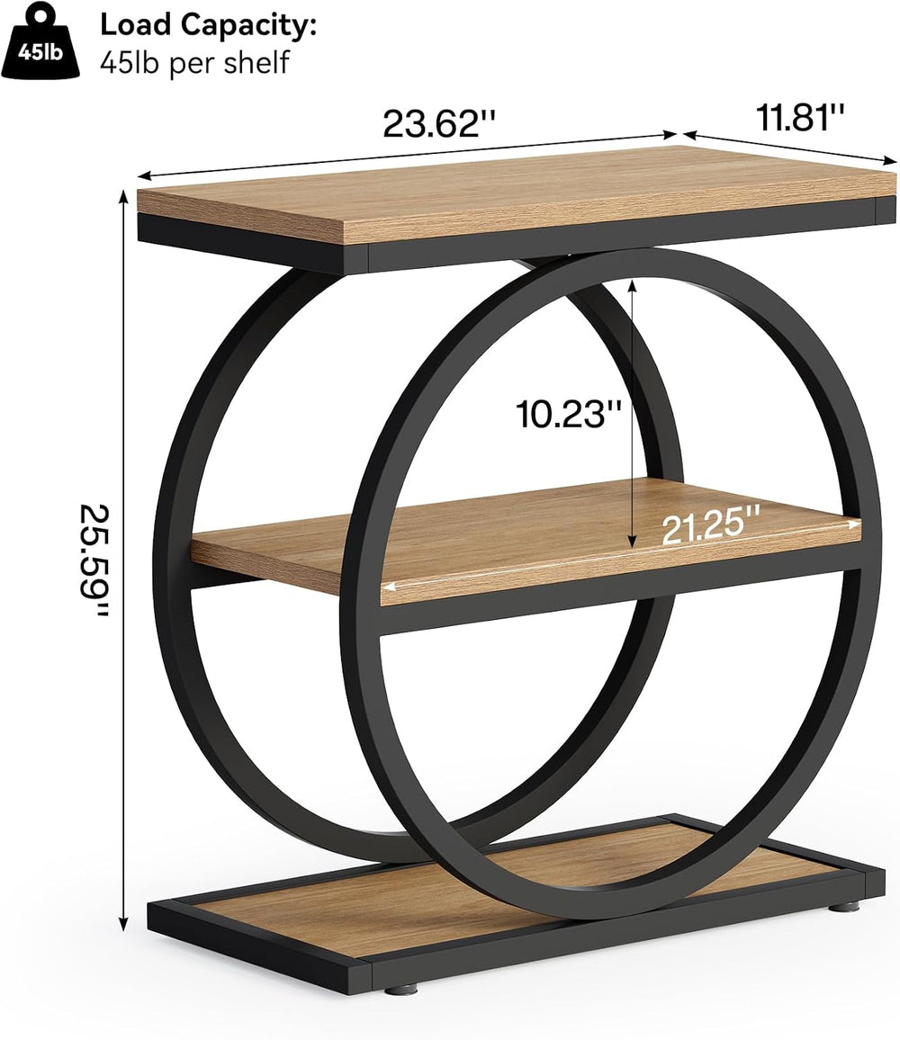 LITTLE TREE 3-Tier End Table, Side Table with Storage Shelves, Small Sofa Sid...