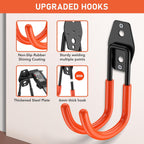 Garage Hooks with Anti-Slip Coating,Heavy Duty Wall Mount Storage Hooks for Hanging Bike,Hose,Ladder,Yard,Garden Tools (4 Pack Orange 5.5x4.1 Inch)