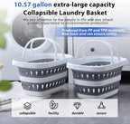 Monozuki Collapsible Plastic Laundry Basket 10.6 gallon(40L) Eco-recycled material- Foldable Pop Up Storage Container/Organizer - Space Saving Hamper/Basket BPA Free