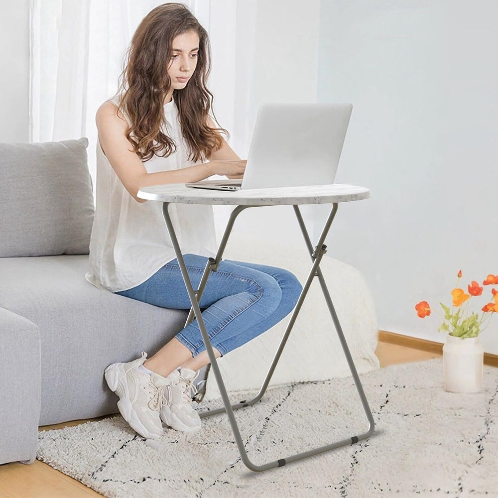 TV Trays Table Set of 4 Round Portable Folding TV Tray Table TV Dinner Tray w...