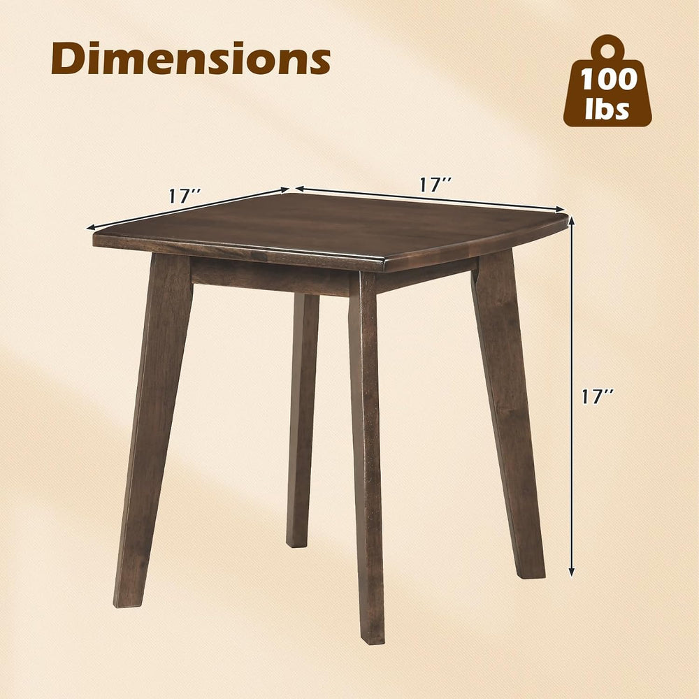 GOFLAME Solid Wood End Table, 17” Square Sofa Side Table with Storage, Thicke...