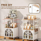 Xubialo 3 Tier Small Rolling Coffee Bar Cart, 16.9 x12 Kitchen Station with Storage