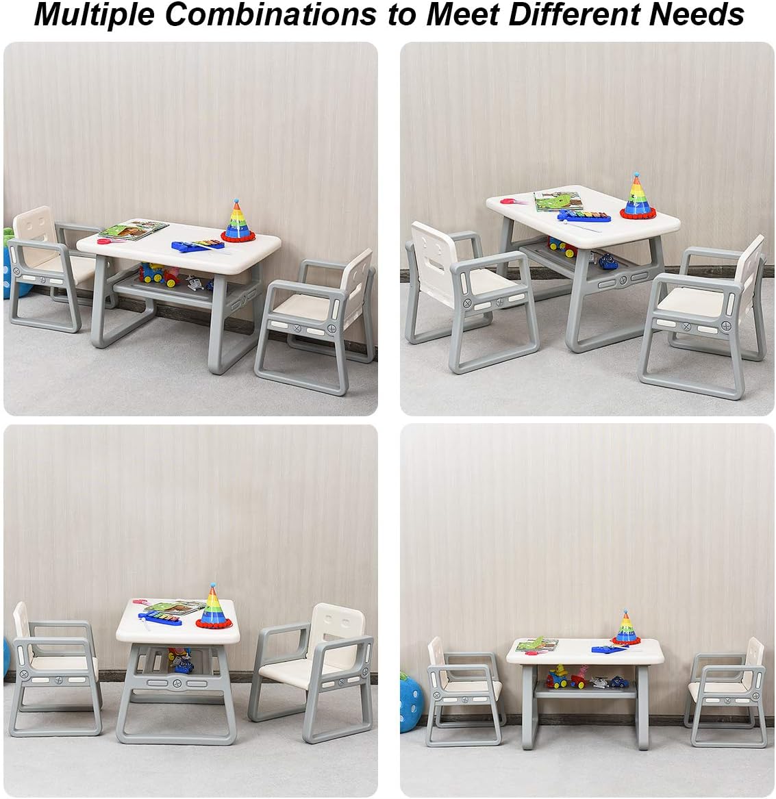 Costzon Kids Table and Chair Set, Children Activity Table & 2 Chairs w/Storage Rack for Toddler Arts, Crafts, Reading, Drawing, Playroom, Preschool, Gift for Boys & Girls, Toddler Table and Chair Set