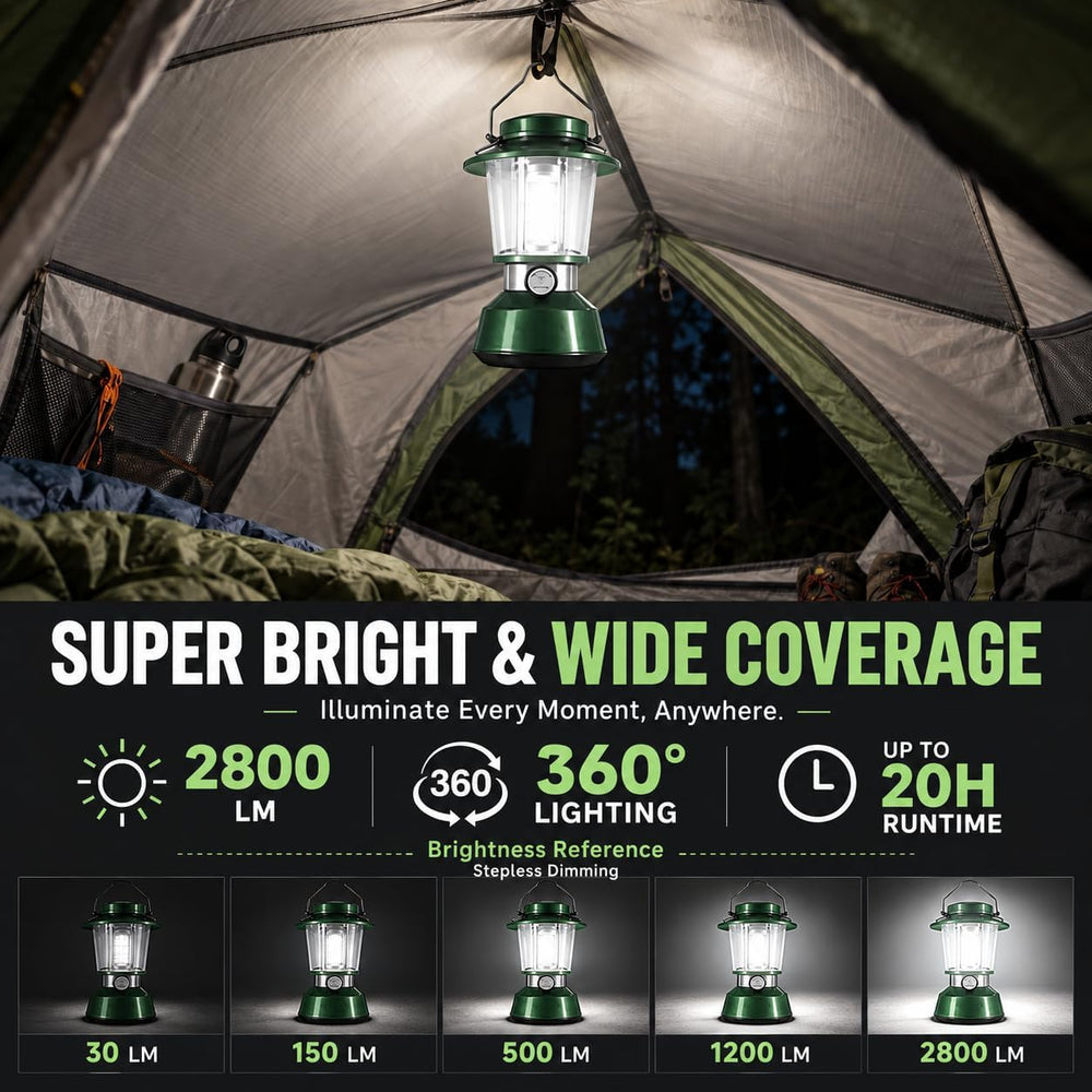 Durapower Rechargeable Camping Lantern,2800 Lumen Super Bright LED Camping La...