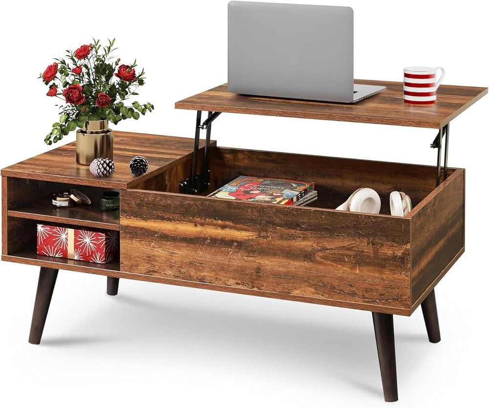 WLIVE Coffee Table with Lifting Top, Hidden Storage & Adjustable Shelf fo...