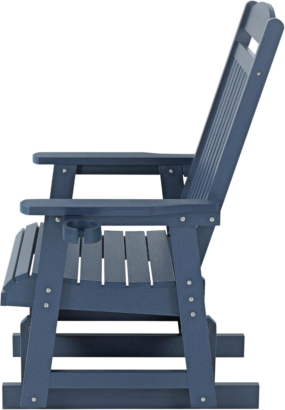 Poly Lumber Patio Glider for One Person, with Cup Holders, High Backrest and ...