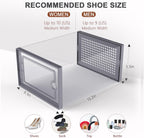 Kuject Large Shoe Organizers Storage Boxes for Closet, 12 Pack Clear Plastic Stackable Storage Bins with Lids, Under Bed Shoe Containers for Entryway, Drop Front, Fit up to Women's Size 10,Dark Gray