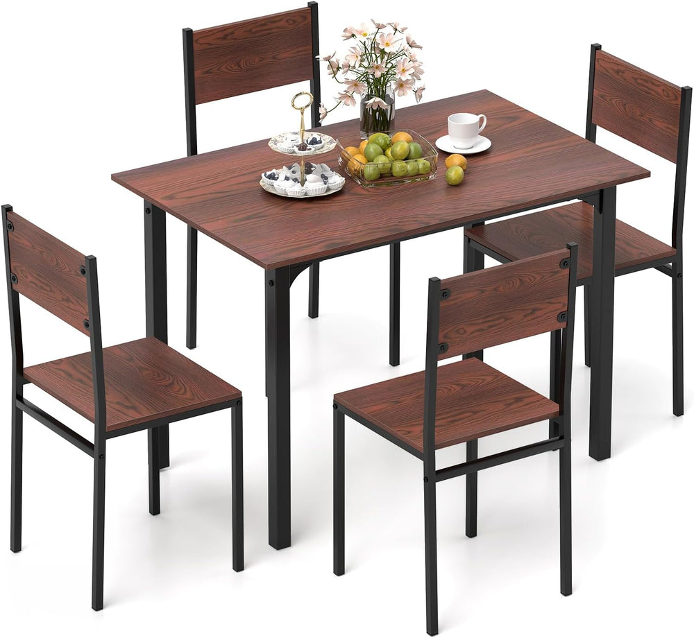 GOFLAME 5-Piece Dining Table Set, Industrial Kitchen Table and Chairs for 4 w...
