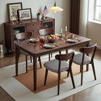 100% Solid Wood Dining Chairs,Mid Century Modern Dining Chairs with Upholstered Cushion,Kitchen,Dining Room Chairs Set of 4 (4, Walnut Color Grey Upholstery)