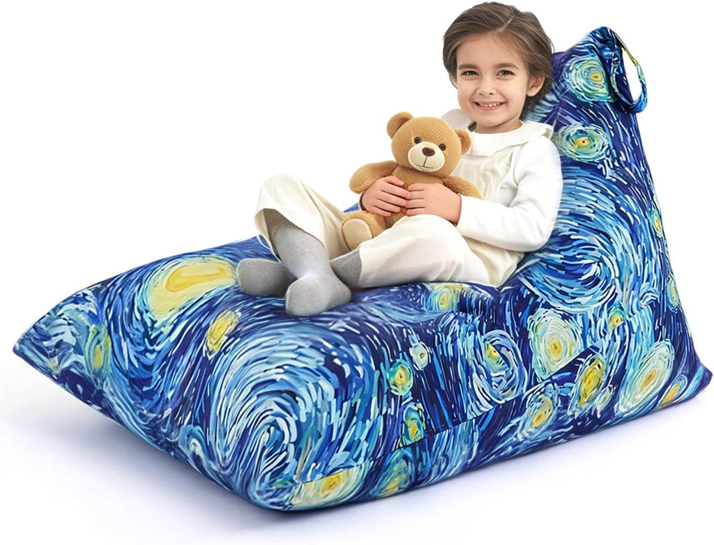 Stuffed Animal Storage Bean Bag Cover, 250L, Starry Night | Extra Large 250L Stuffed Animal Bean Bag Cover, 34'' Wide Opening, No Filler, Washable Canvas, for Kids