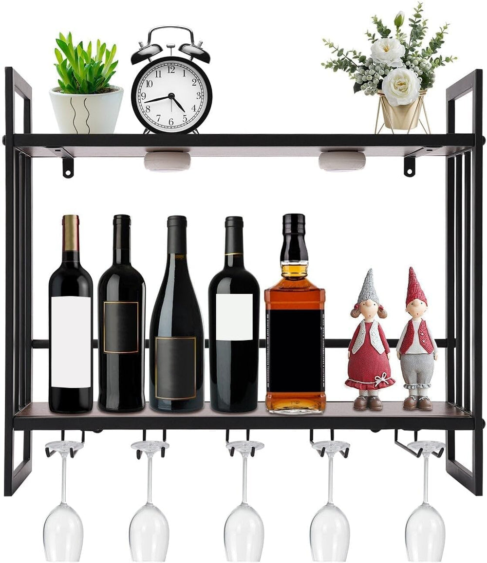 LED Wine Rack Wall Mounted, Wine Bottle Rack, 23.6In Metal Hanging Wine Holde...