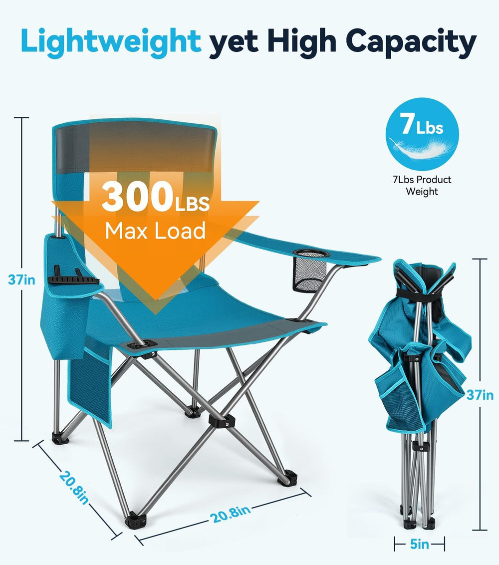 Camping Chair, 2-Pack Lightweight Folding Chair, 300lbs Capacity Outdoor Chai...