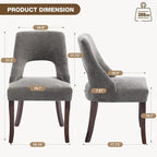 UVV Wooden Dining Chairs Set of 6, Mid Century Upholstered Dining Room Chair Kitchen Chairs, Chenille Dinner Chair with Solid Wood Legs for Kitchen Dining Room, Dark Grey