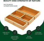 ROYAL CRAFT WOOD Luxury Bamboo Drawer Organizer Storage Box, Bin Set - Multi-Use Drawer Organizer for Kitchen, Bathroom, Office Desk, Makeup, Jewelry (3 Boxes)