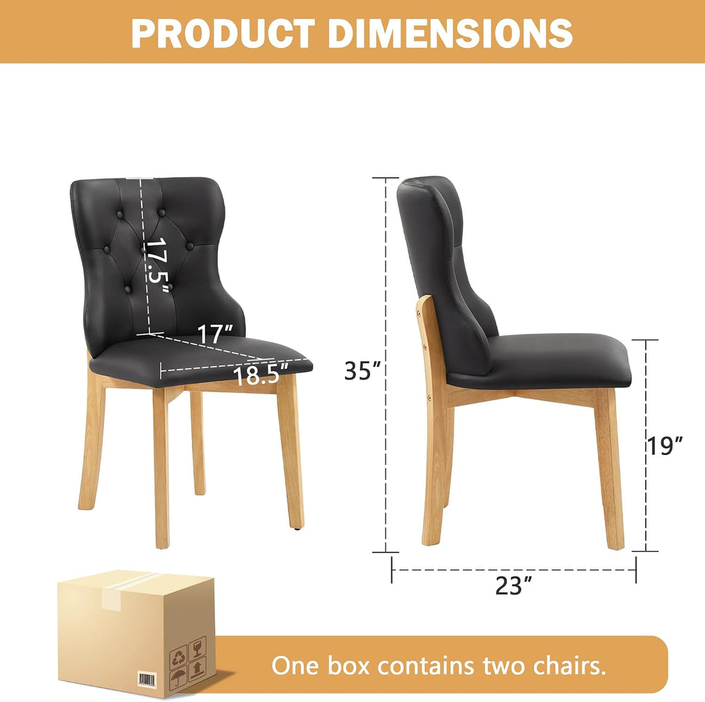 Mid Century Modern Dining Chairs Set of 4 PU Leather Dining Room Chairs High ...